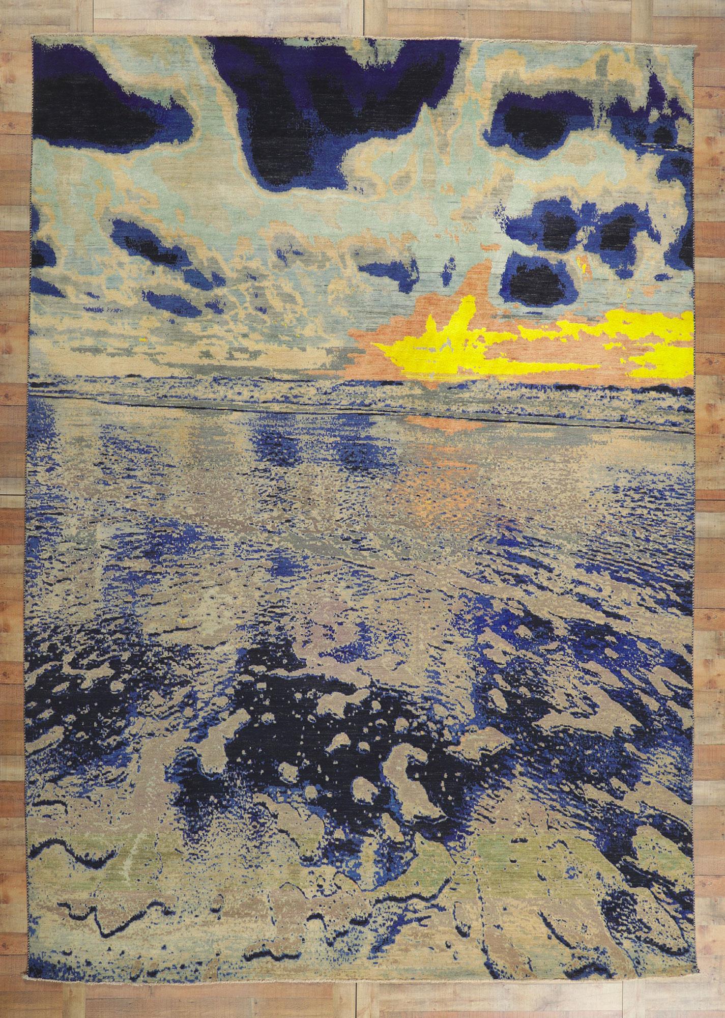 New Contemporary Seascape Pictorial Rug Inspired by Claude Monet For Sale 5