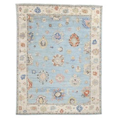 New Contemporary Sky Blue Oushak Rug
