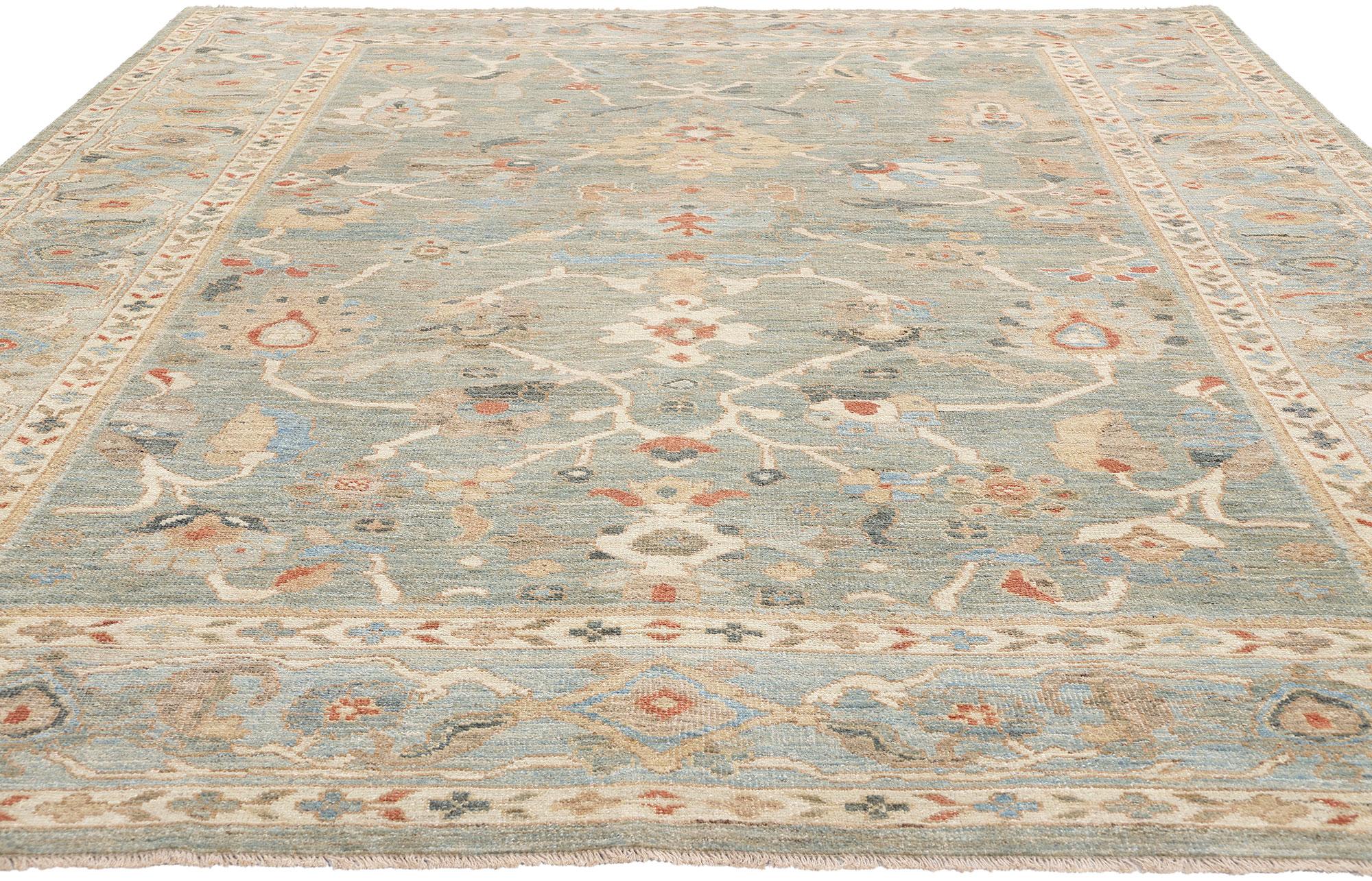Neuer Contemporary Soft Blue Persian Sultanabad-Teppich (Moderne) im Angebot