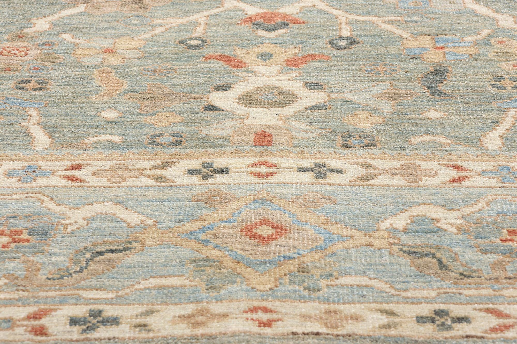 Neuer Contemporary Soft Blue Persian Sultanabad-Teppich (Handgeknüpft) im Angebot
