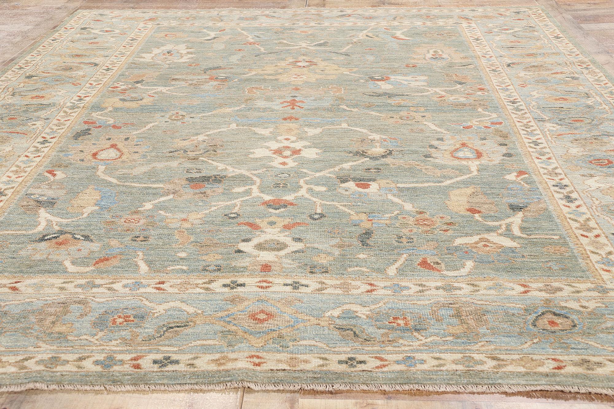 Neuer Contemporary Soft Blue Persian Sultanabad-Teppich (Wolle) im Angebot
