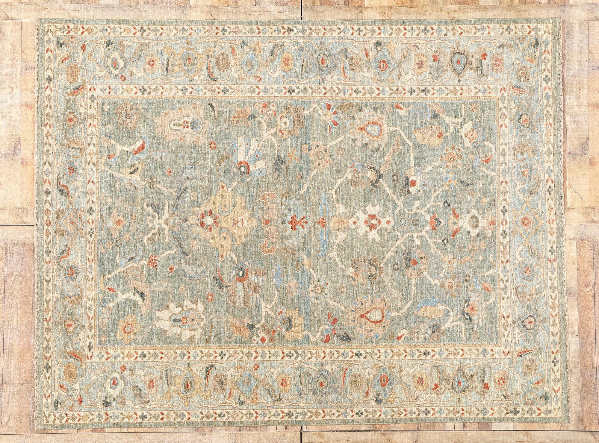 Neuer Contemporary Soft Blue Persian Sultanabad-Teppich im Angebot 1