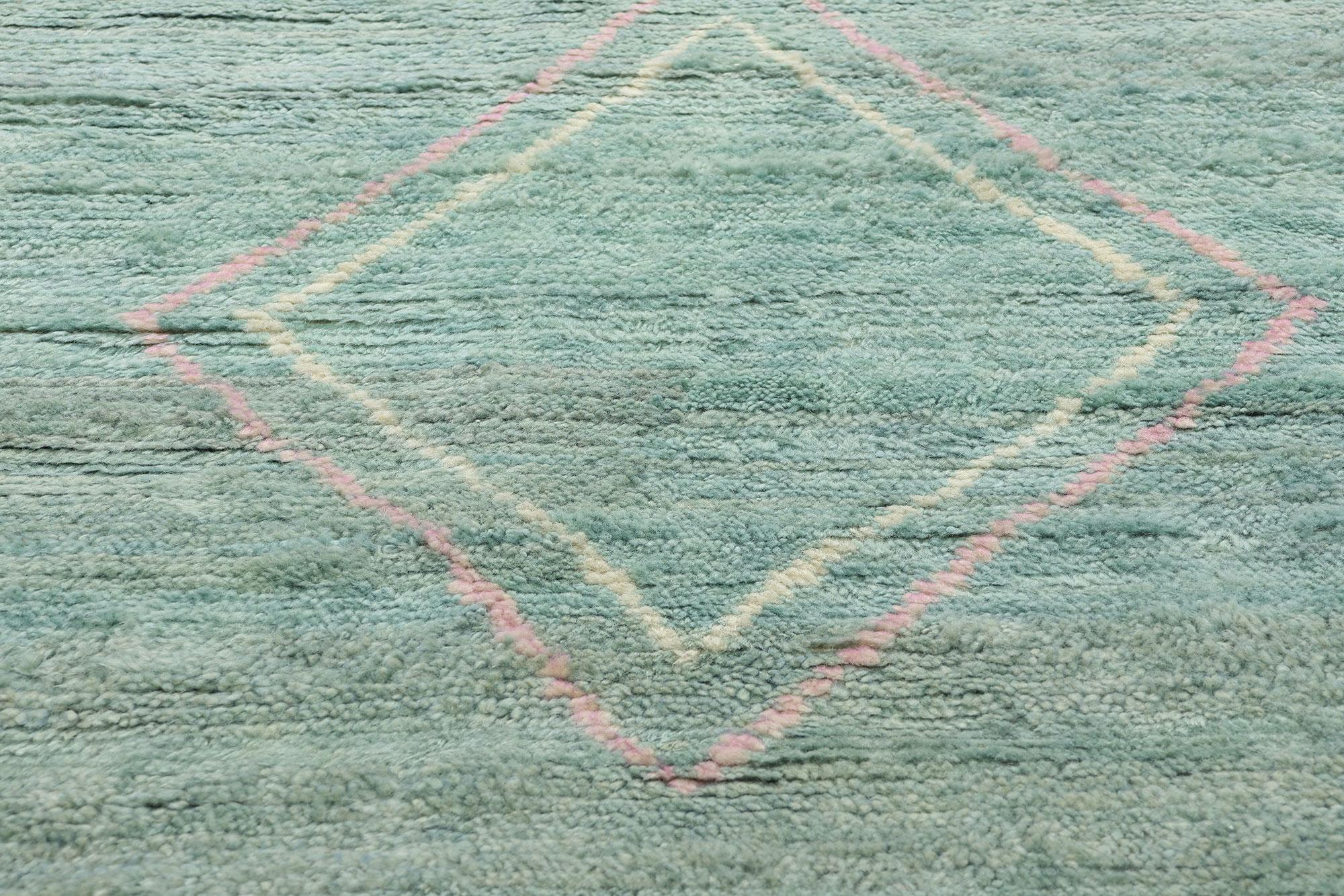New Contemporary Soft Teal Moroccan Rug, Tribal Enchantment Meets Boho Chic (Handgeknüpft) im Angebot