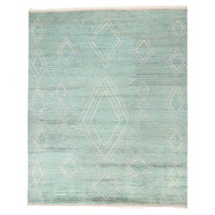 New Contemporary Soft Teal Moroccan Rug, Tribal Enchantment Meets Boho Chic