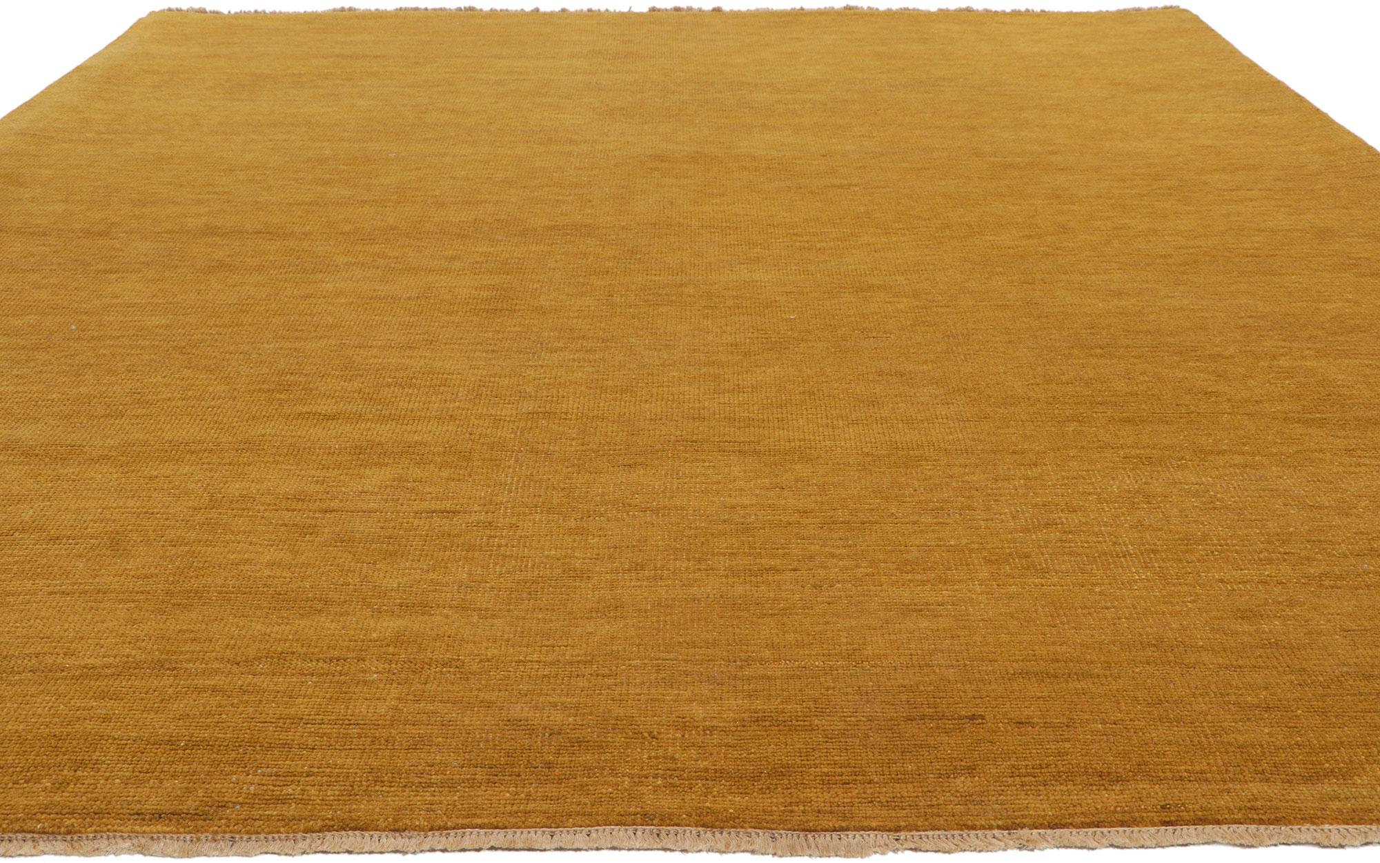 Indian New Contemporary Solid Rug with Modern Tuscan Style  For Sale