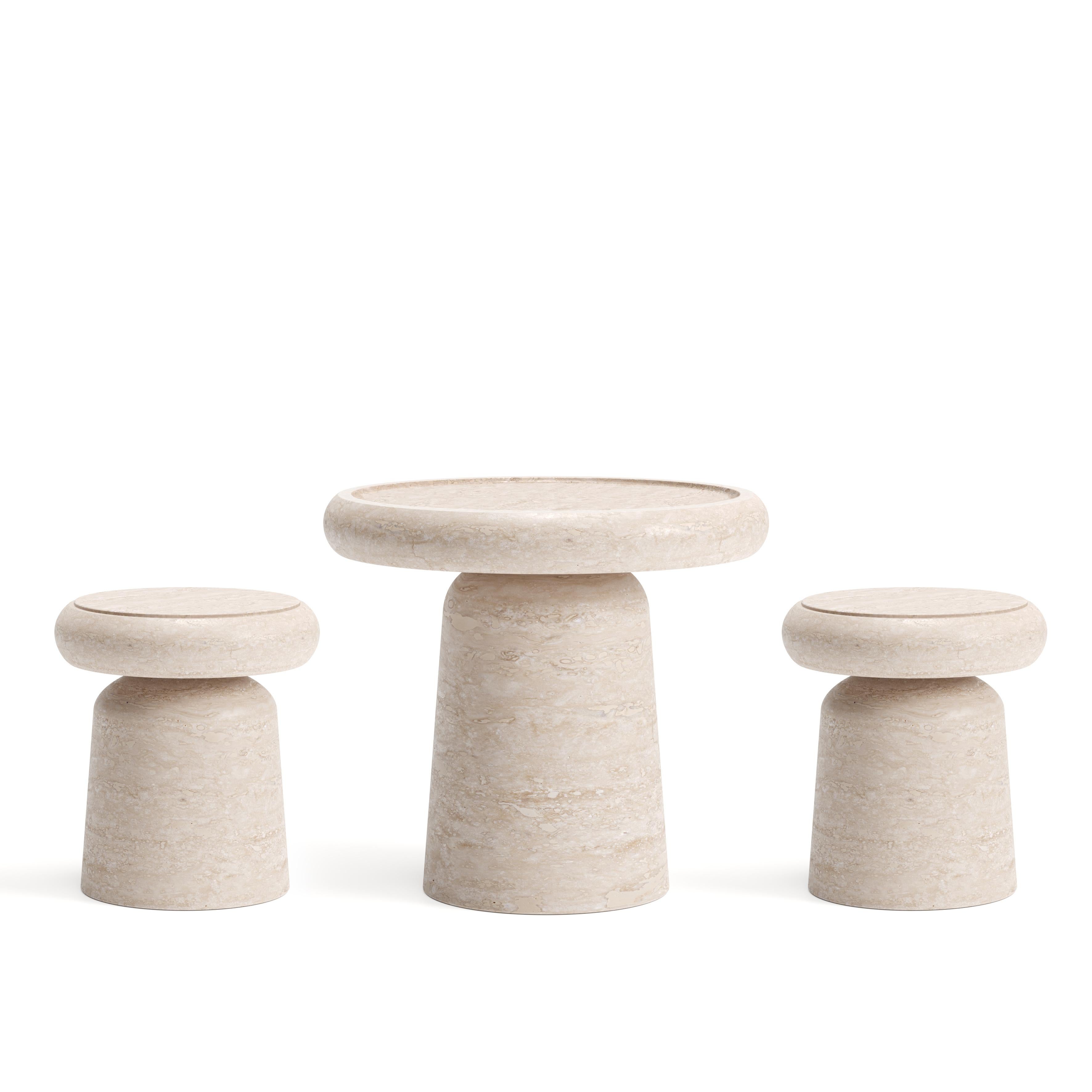 XXIe siècle et contemporain Tabouret/table d'appoint moderne en travertin, designer Ivan Colominas en vente