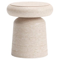 New Modern Stool/Side table in Travertine , Designer Ivan Colominas
