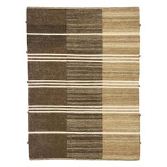 New Contemporary Striped Kilim Rug with Modern Style, Brown Flat-Weave Rug