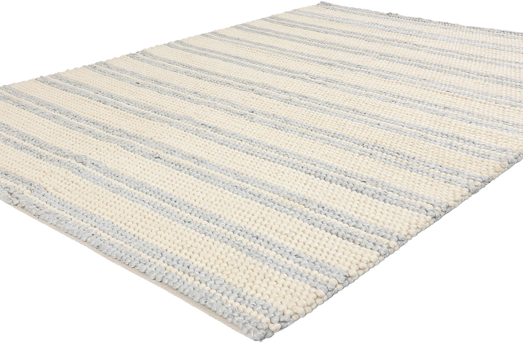 31049 Modern Striped Textured Rug, 05'07 x 07'11. The Modern Striped Textured Rug exemplifies contemporary craftsmanship, seamlessly blending traditional handweaving techniques with modern design elements. Made from a luxurious blend of wool and