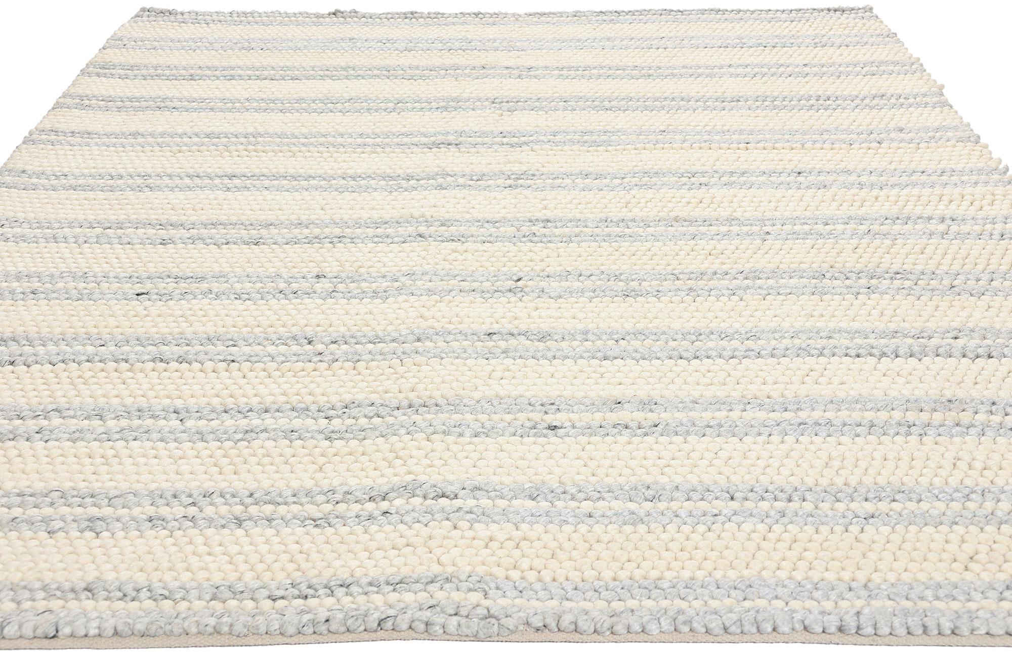 Modern New Contemporary Striped Textured Rug For Sale