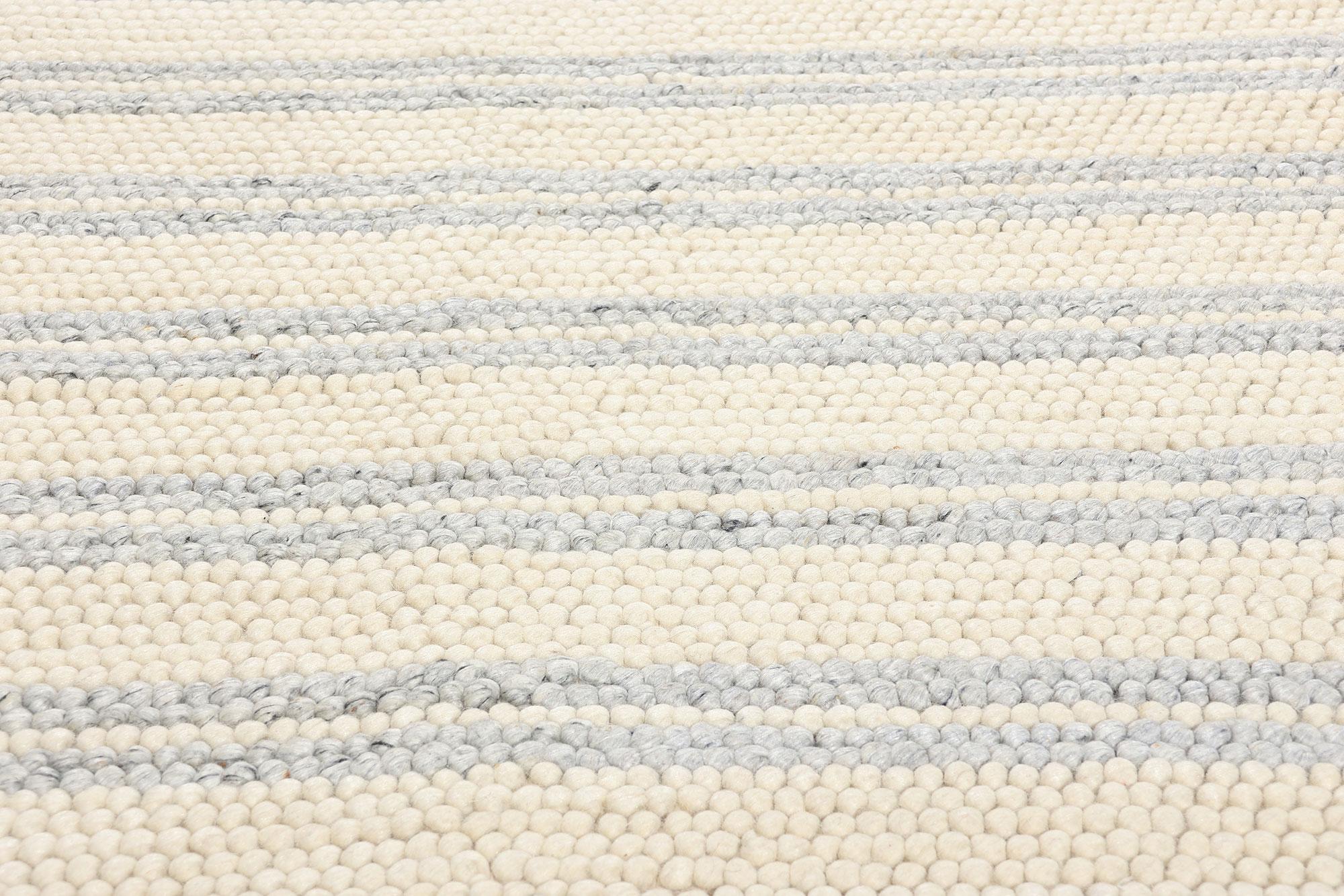 Hand-Woven New Contemporary Striped Textured Rug For Sale