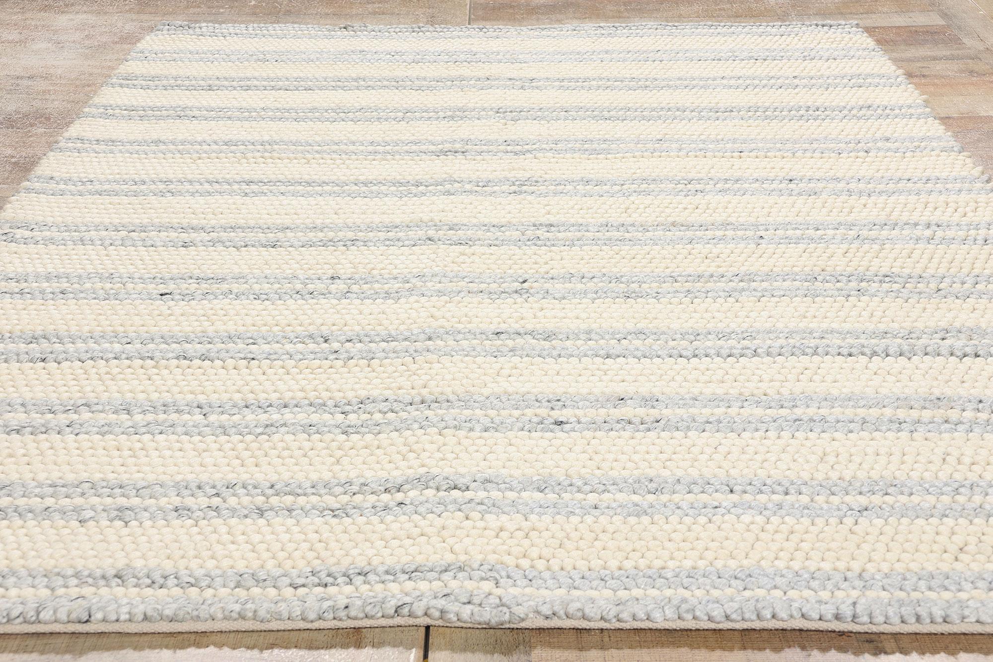 New Contemporary Striped Textured Rug For Sale 1
