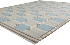 New Contemporary Scandinavian Swedish Röllakan with Checkerboard Grid Design