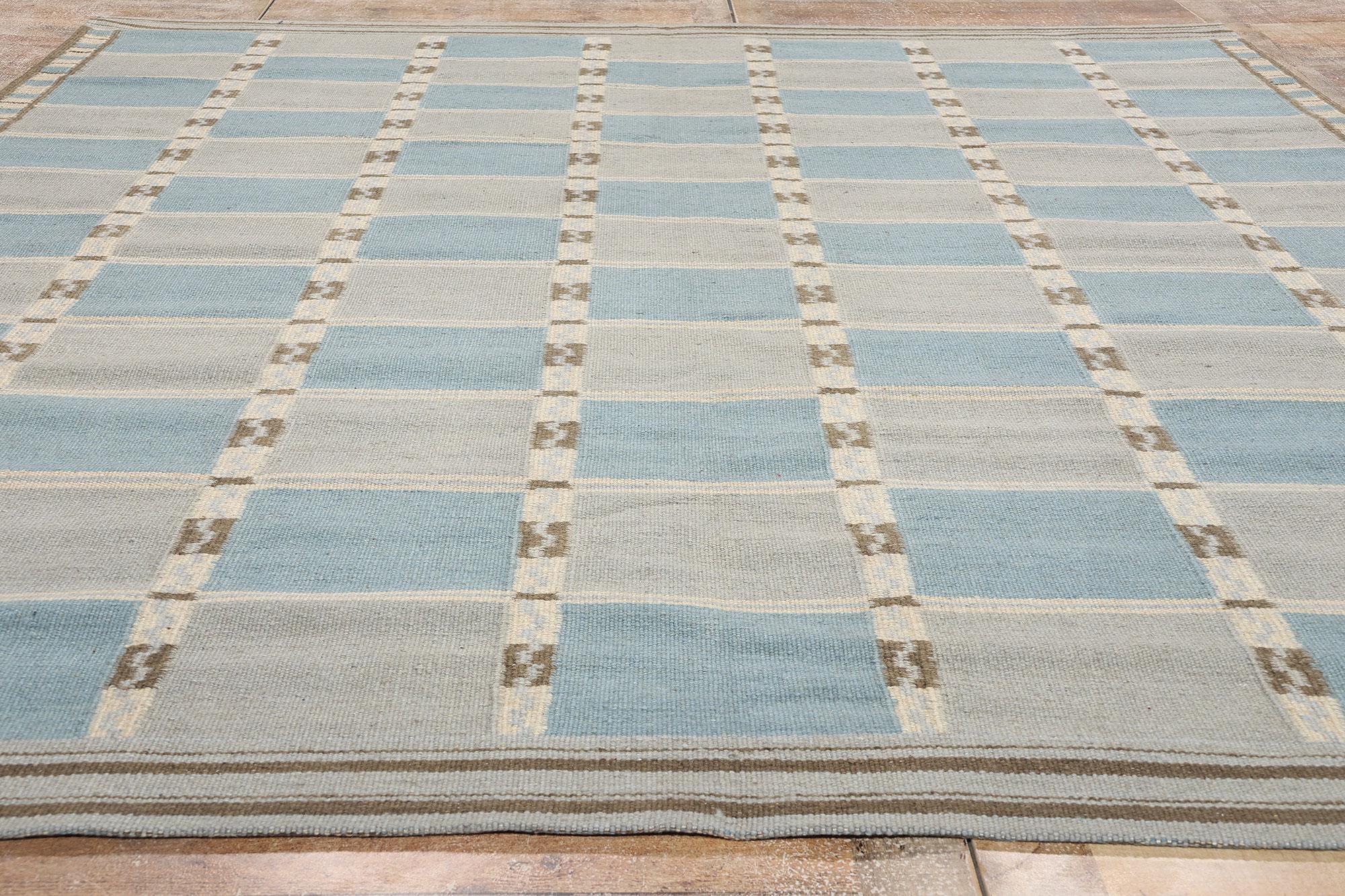 New Contemporary Scandinavian Swedish Röllakan with Checkerboard Grid Design For Sale 2