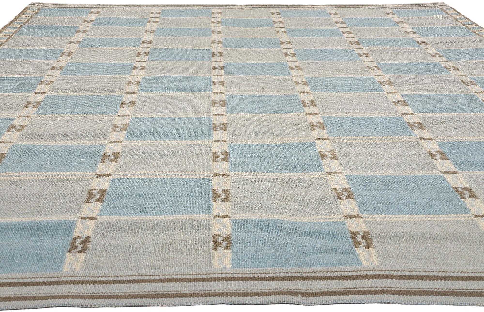 Bohemian New Contemporary Scandinavian Swedish Röllakan with Checkerboard Grid Design For Sale