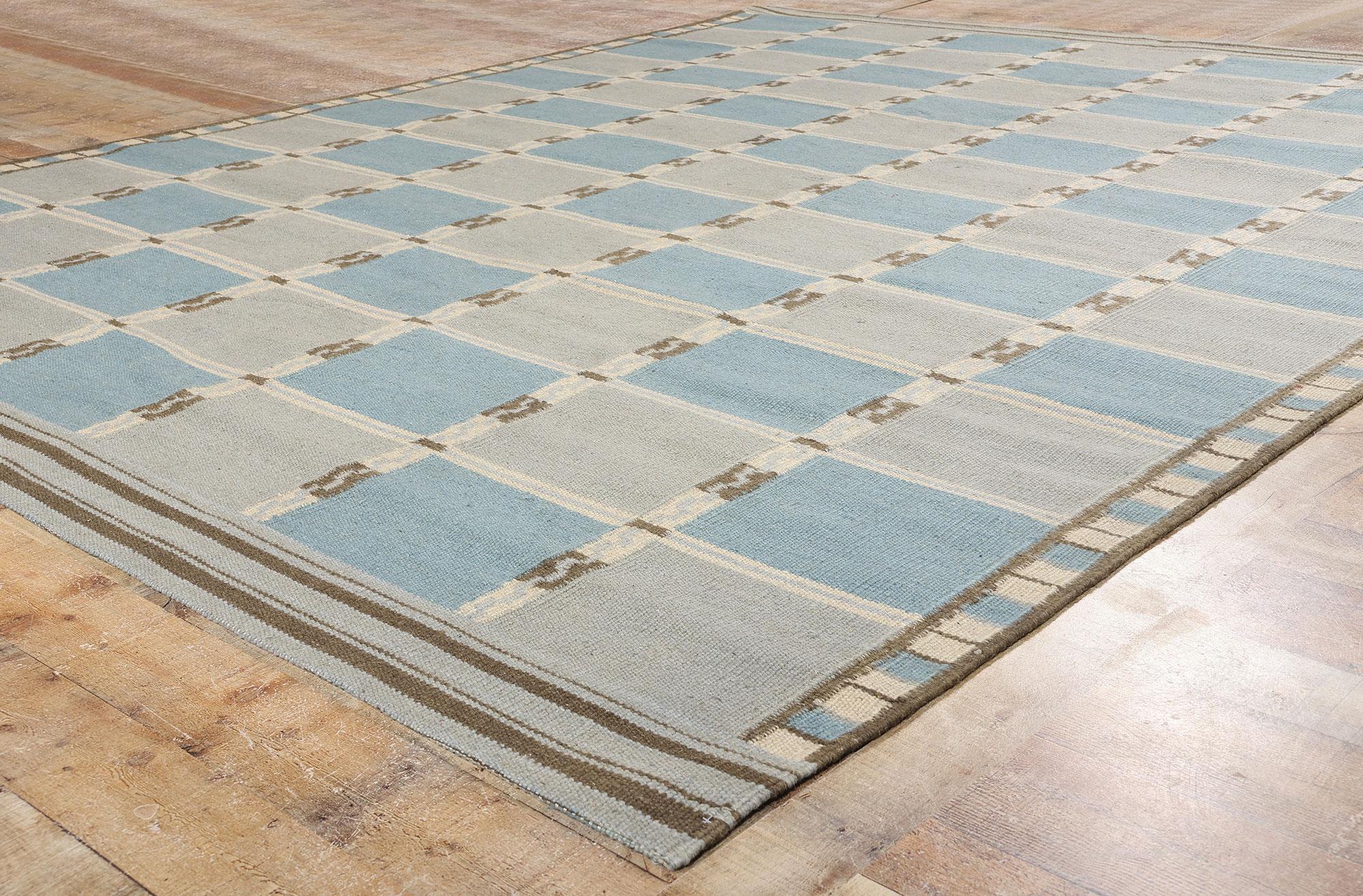 New Contemporary Scandinavian Swedish Röllakan with Checkerboard Grid Design For Sale 1