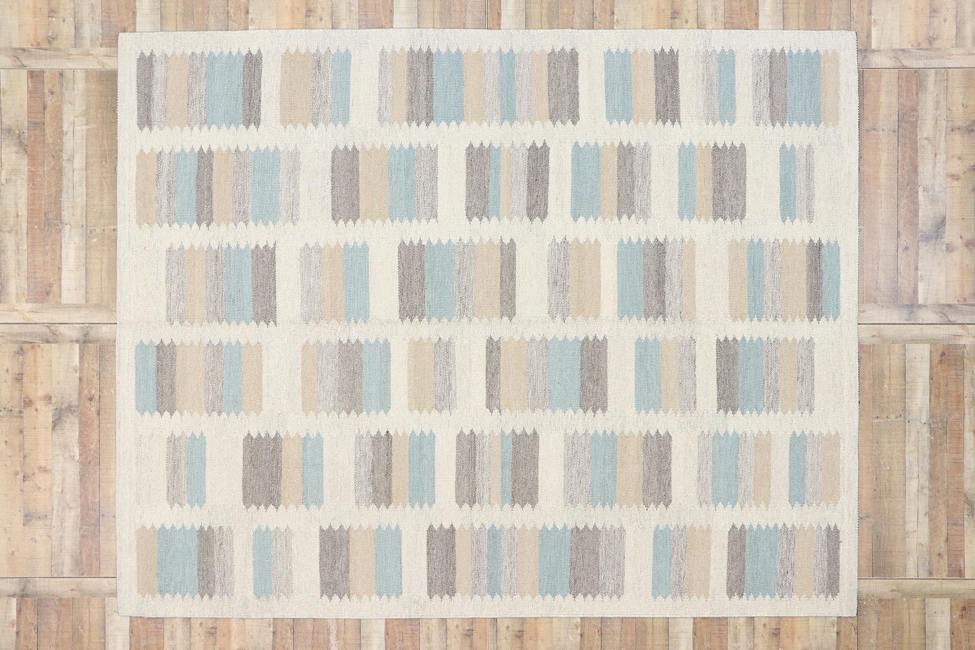 Swedish Inspired Kilim Rug, Scandinavian Modern Meets Earth-Tone Elegance In New Condition For Sale In Dallas, TX