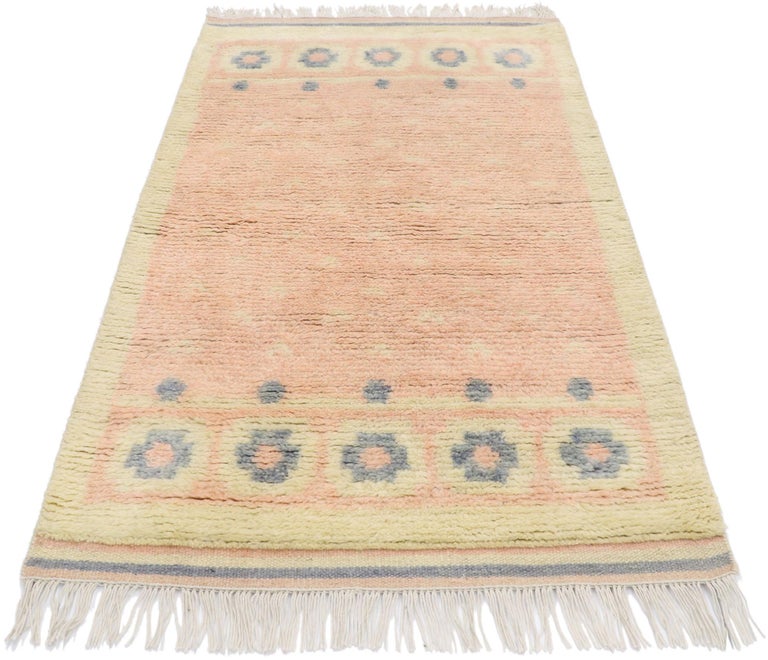 Hand-Knotted New Contemporary Swedish Rya Indian Rug with Scandinavian Modern Style