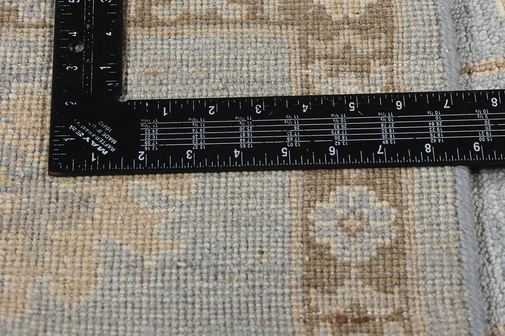 Wool New Contemporary Taupe & Blue Oushak Rug, 09'03 x 11'10 For Sale