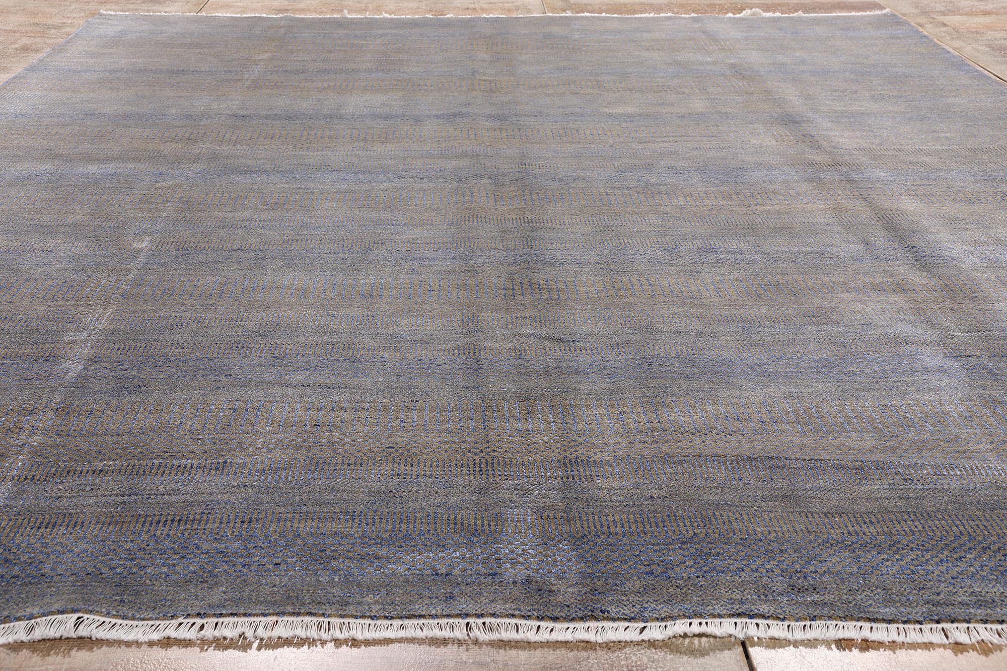 Hand-Knotted Whispers of Refinement: Transitional Wool & Silk Masterpiece of Subtle Prestige For Sale