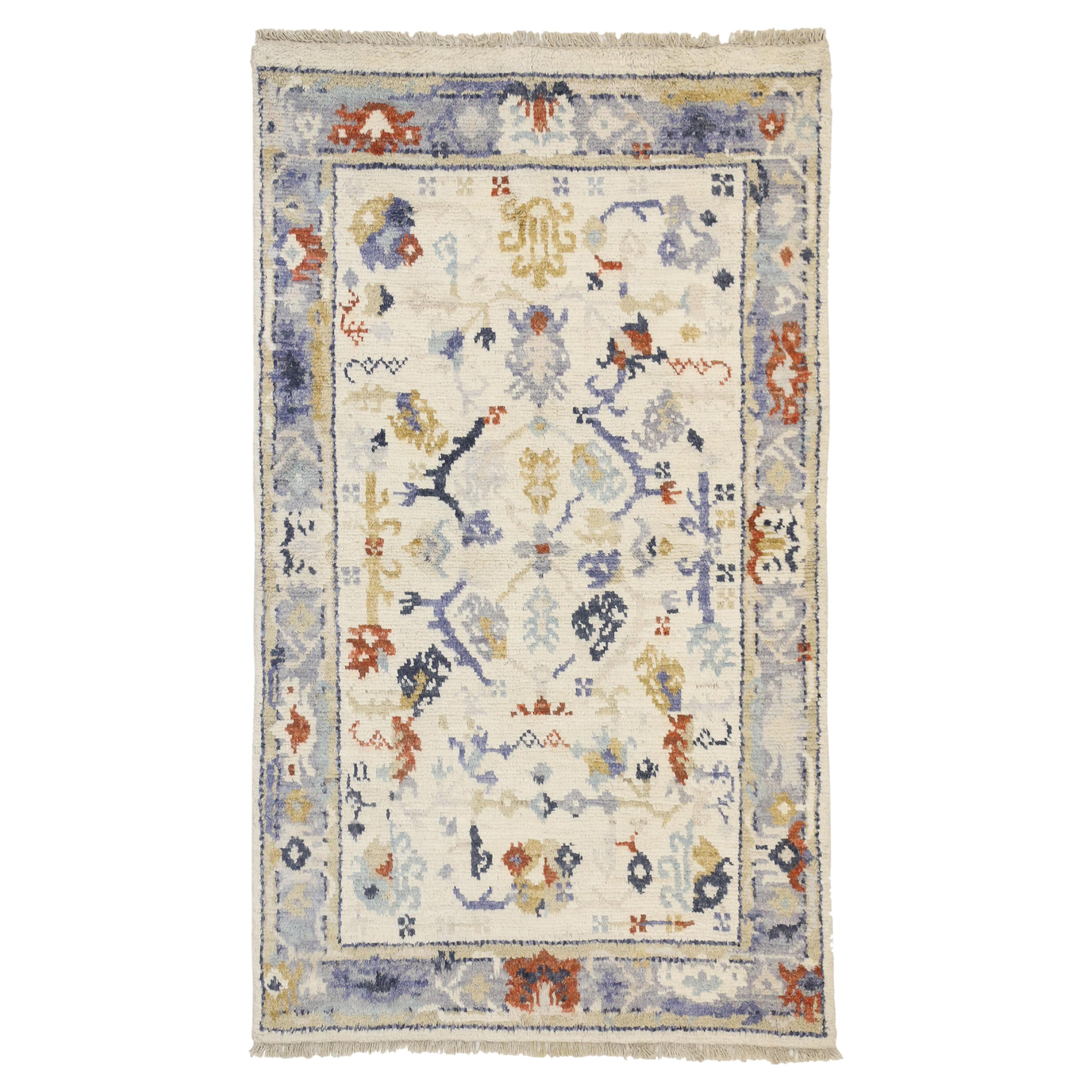New Contemporary Transitional Oushak Accent Rug with Federal Style