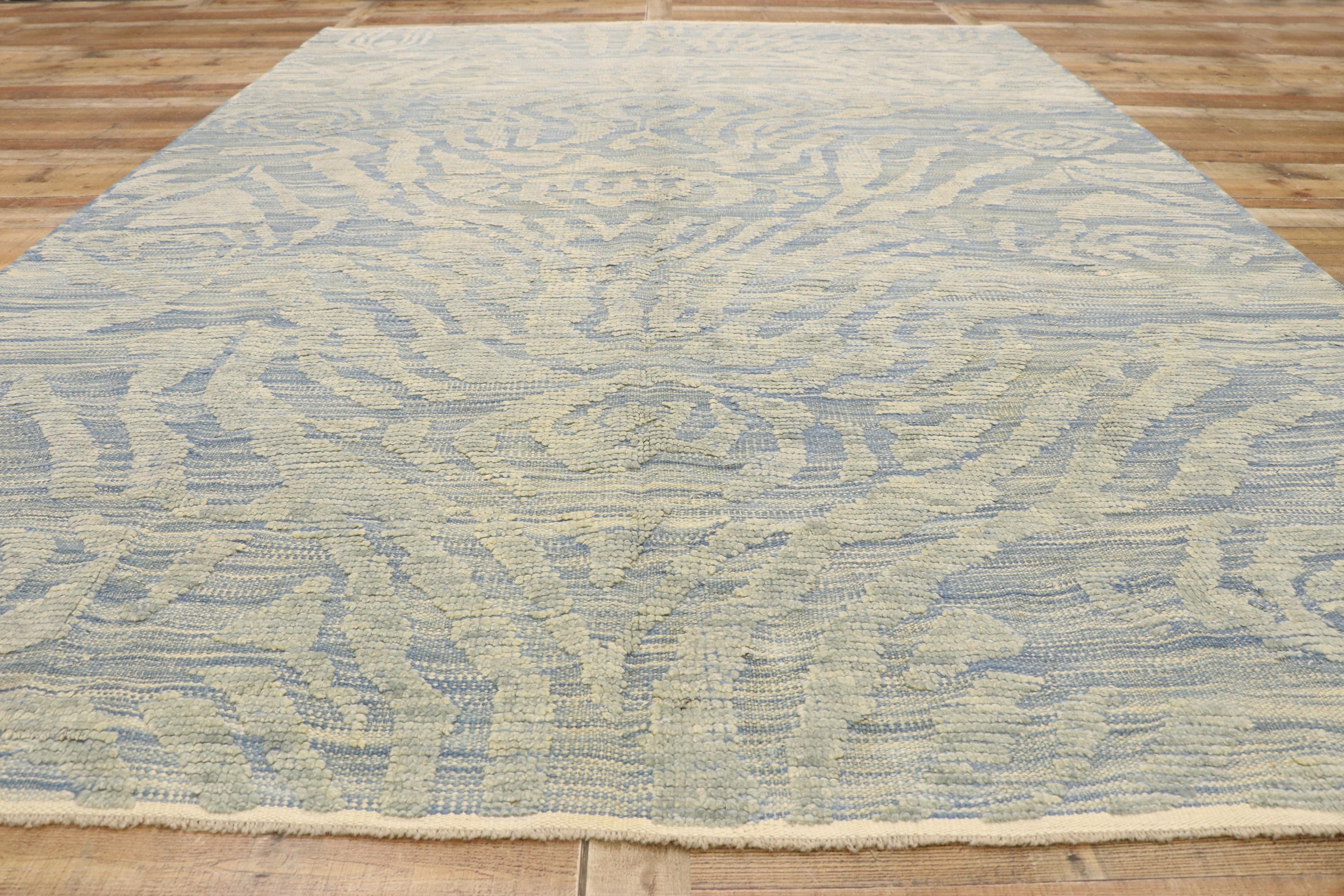 Wool New Contemporary Turkish Area Rug with Raised Design and Modern Style For Sale