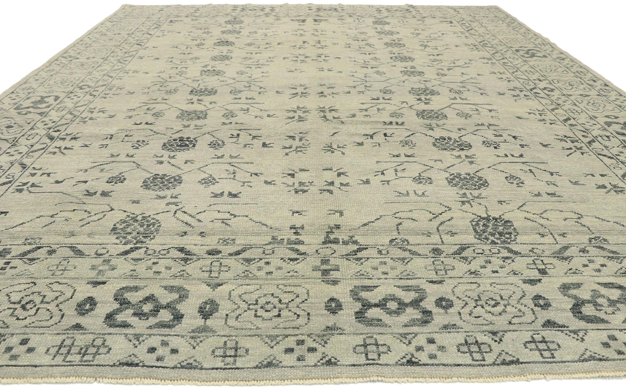 Hand-Knotted New Contemporary Turkish Khotan Rug with Modern Transitional Style For Sale