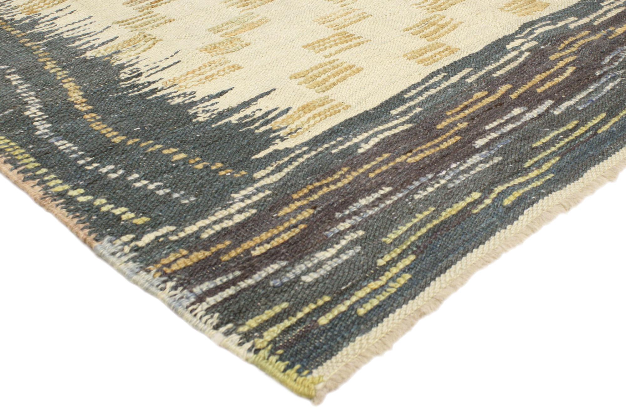 Hand-Woven Textured Turkish Kilim Rug with Modern Style For Sale
