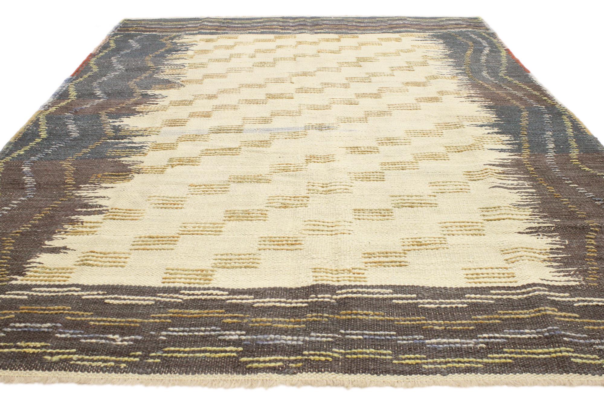 Contemporary Textured Turkish Kilim Rug with Modern Style For Sale