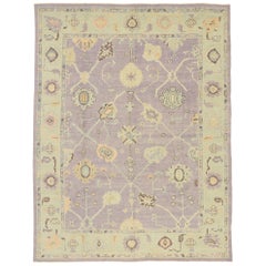 New Contemporary Turkish Lavender Oushak Rug with Modern French Rococo Style