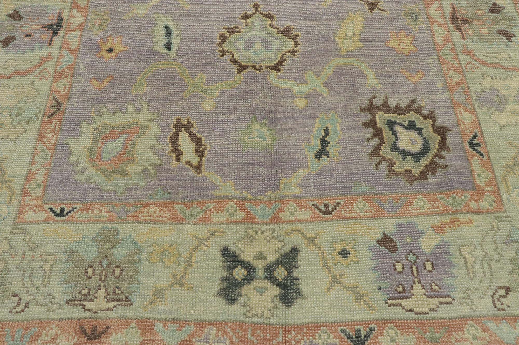 New Contemporary Turkish Lavender Oushak Rug with Modern Transitional Style In New Condition For Sale In Dallas, TX