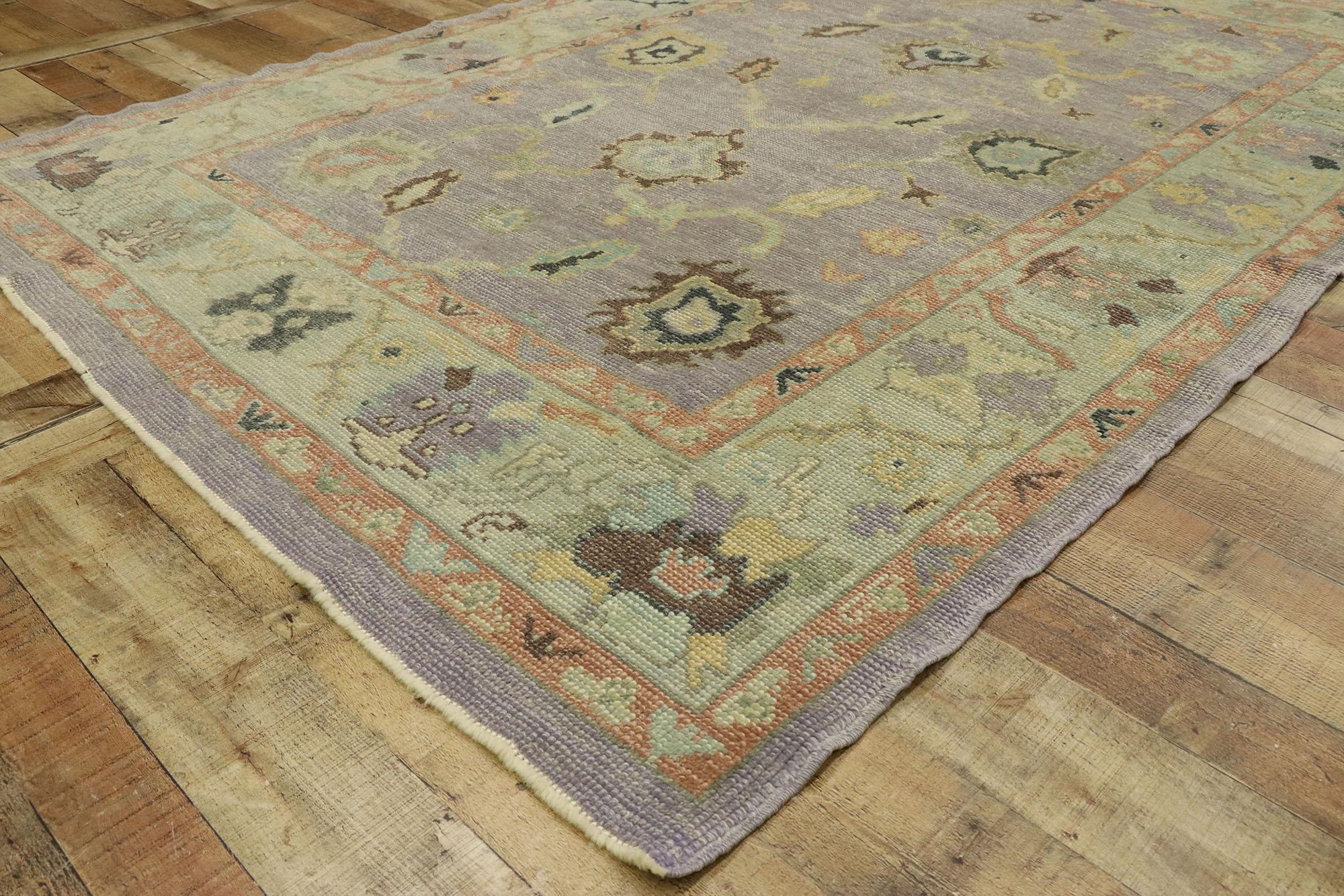 New Contemporary Turkish Lavender Oushak Rug with Modern Transitional Style For Sale 2