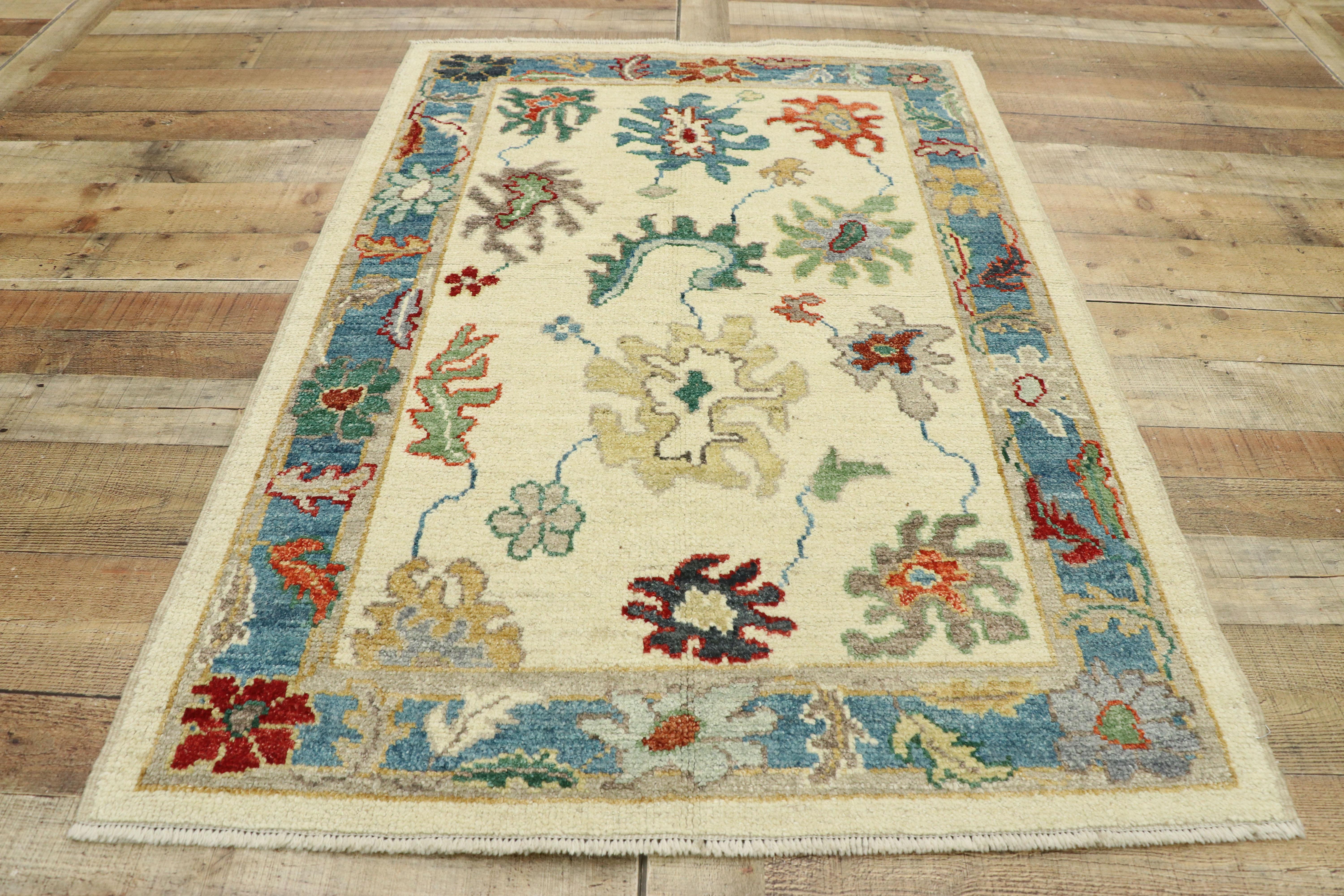 Contemporary Colorful Oushak Rug For Sale 1