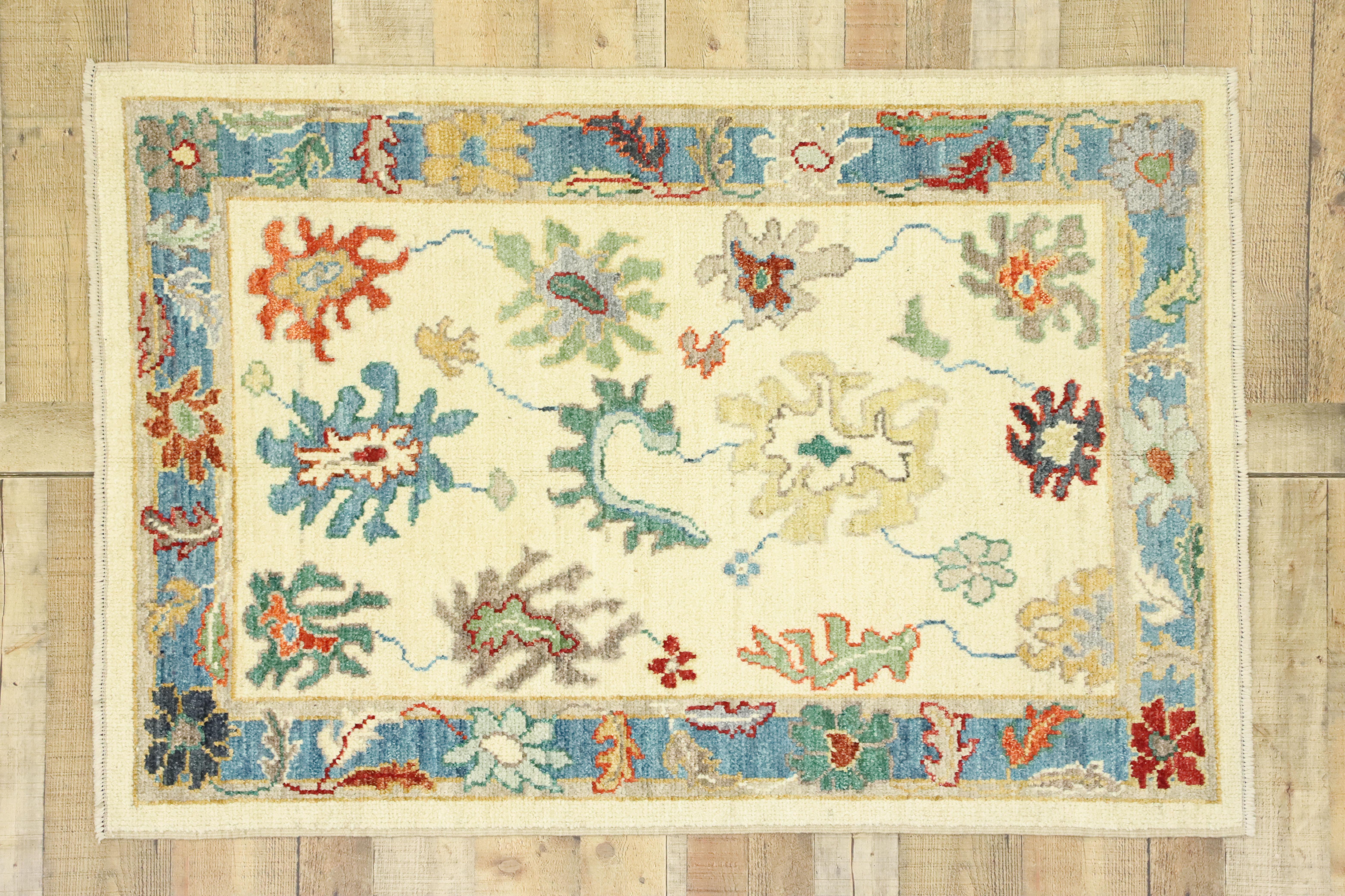 Contemporary Colorful Oushak Rug For Sale 2