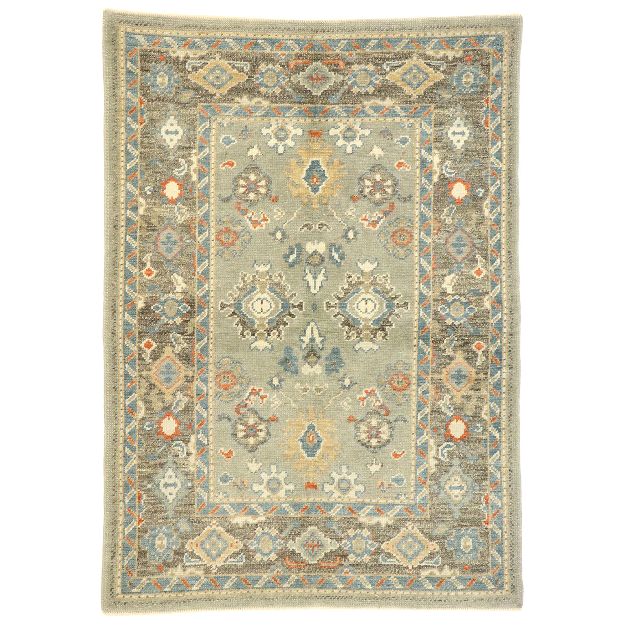 New Contemporary Turkish Oushak Accent Rug with Modern Transitional Style