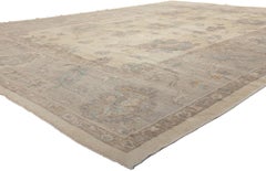Modern Pastel Oushak Turkish Rug, Shibui Meets Biophilic Design