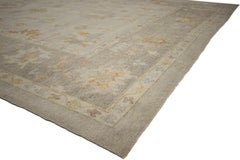 New Contemporary Turkish Oushak Area Rug with Neutral, Warm Colors