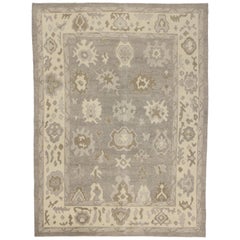 New Contemporary Turkish Oushak Area Rug with Neutral, Warm Colors