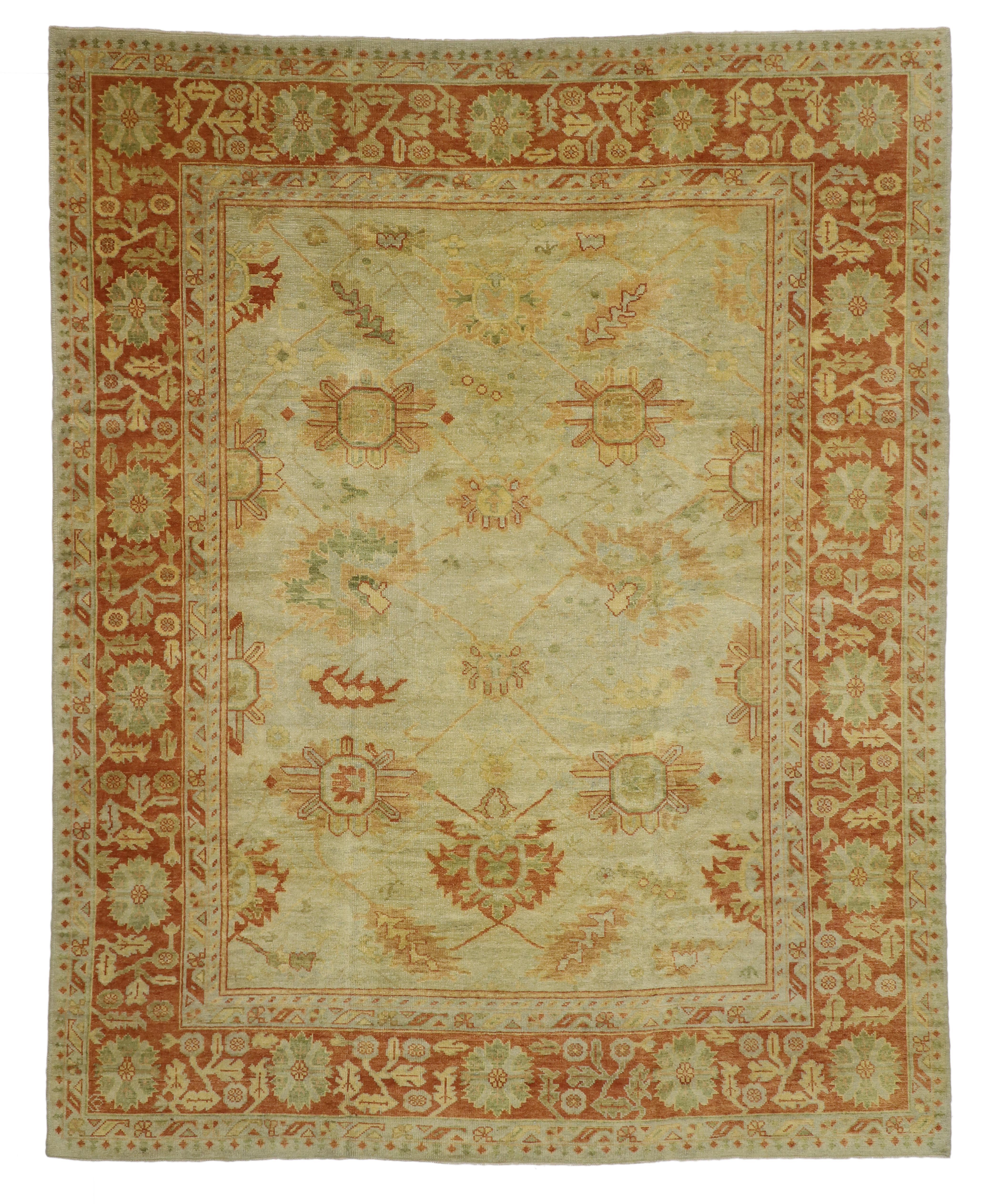 New Contemporary Turkish Oushak Area Rug with Spanish Colonial Style For Sale