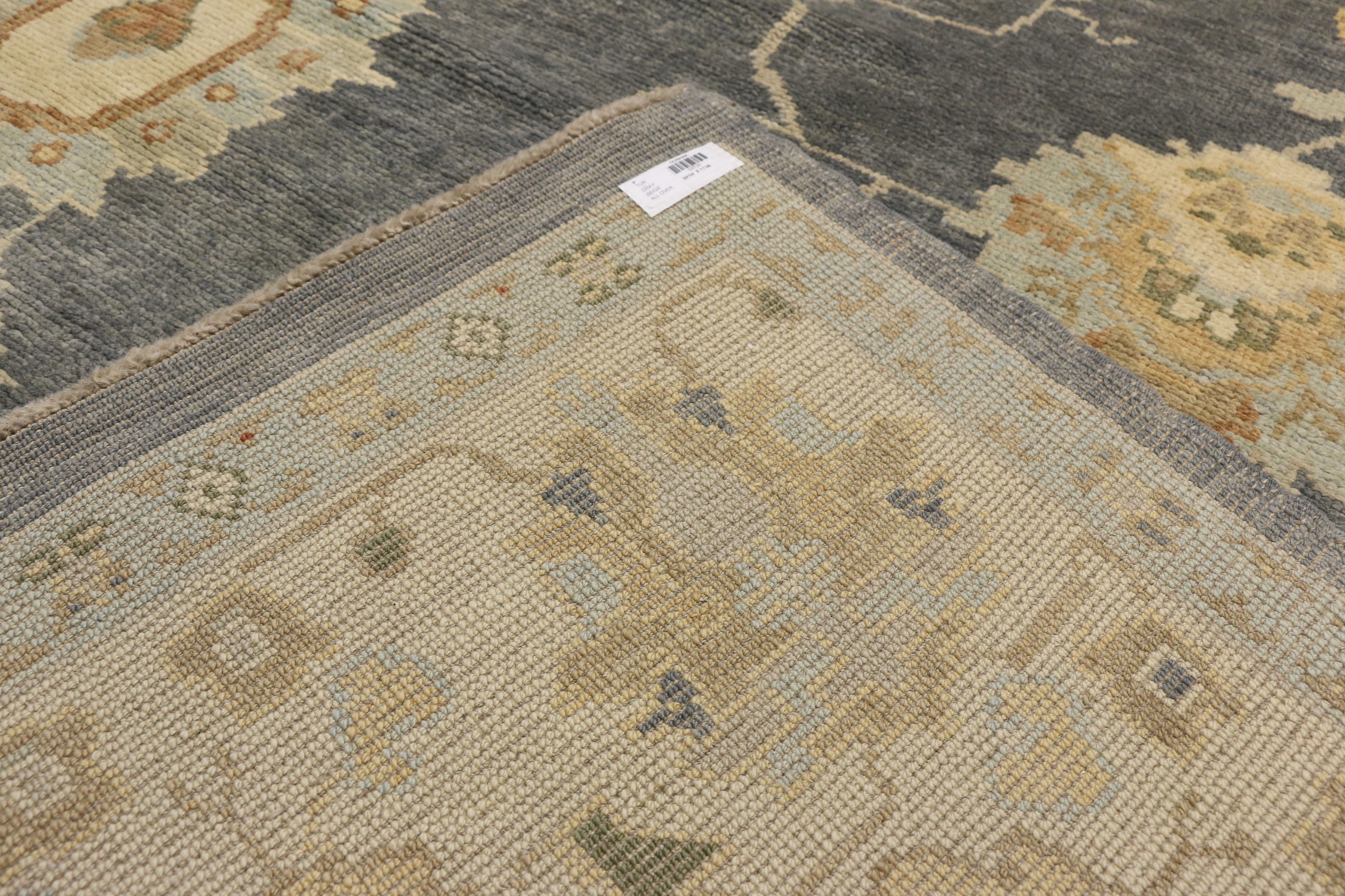 Wool New Contemporary Turkish Oushak Area Rug with Transitional Style