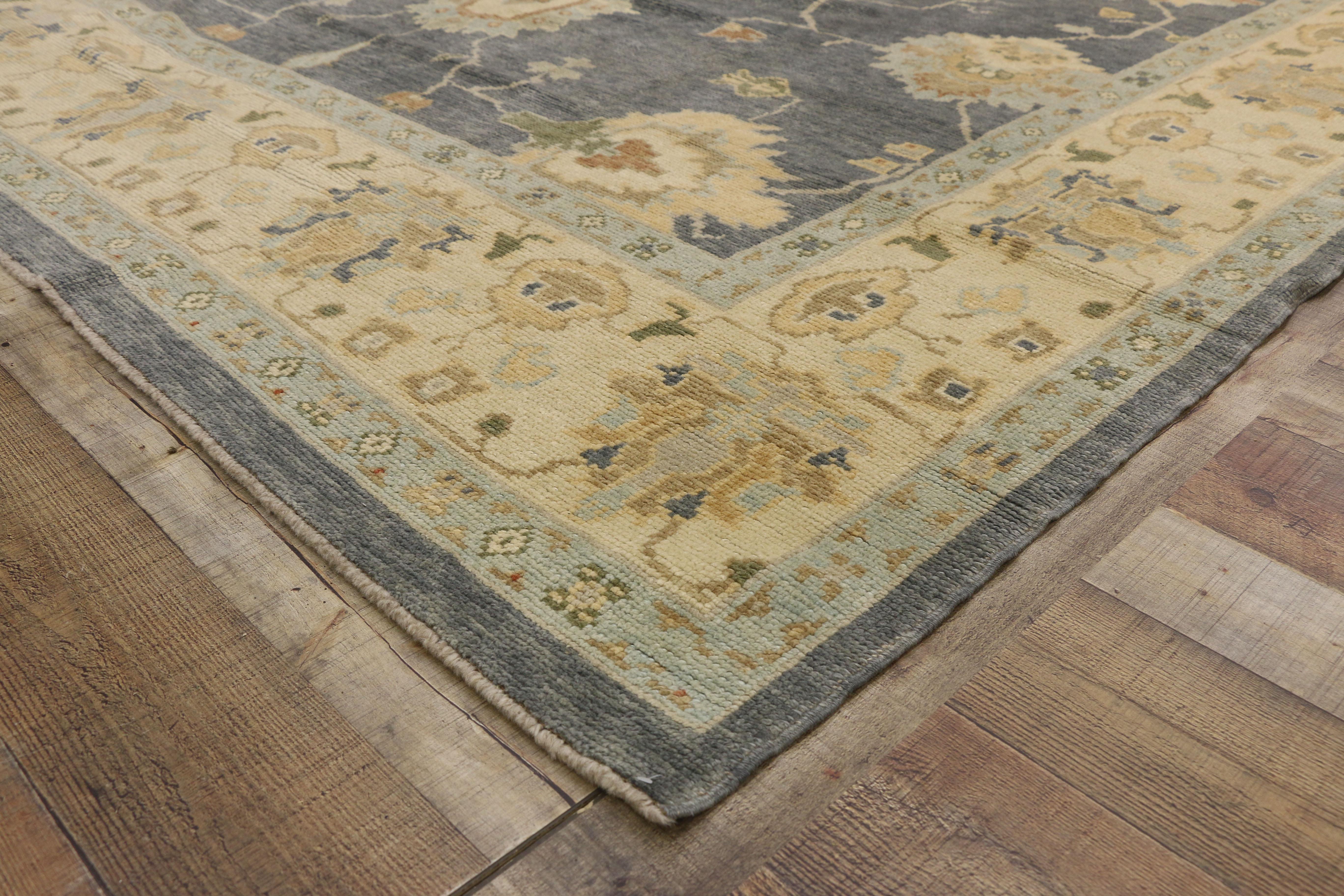 New Contemporary Turkish Oushak Area Rug with Transitional Style 1