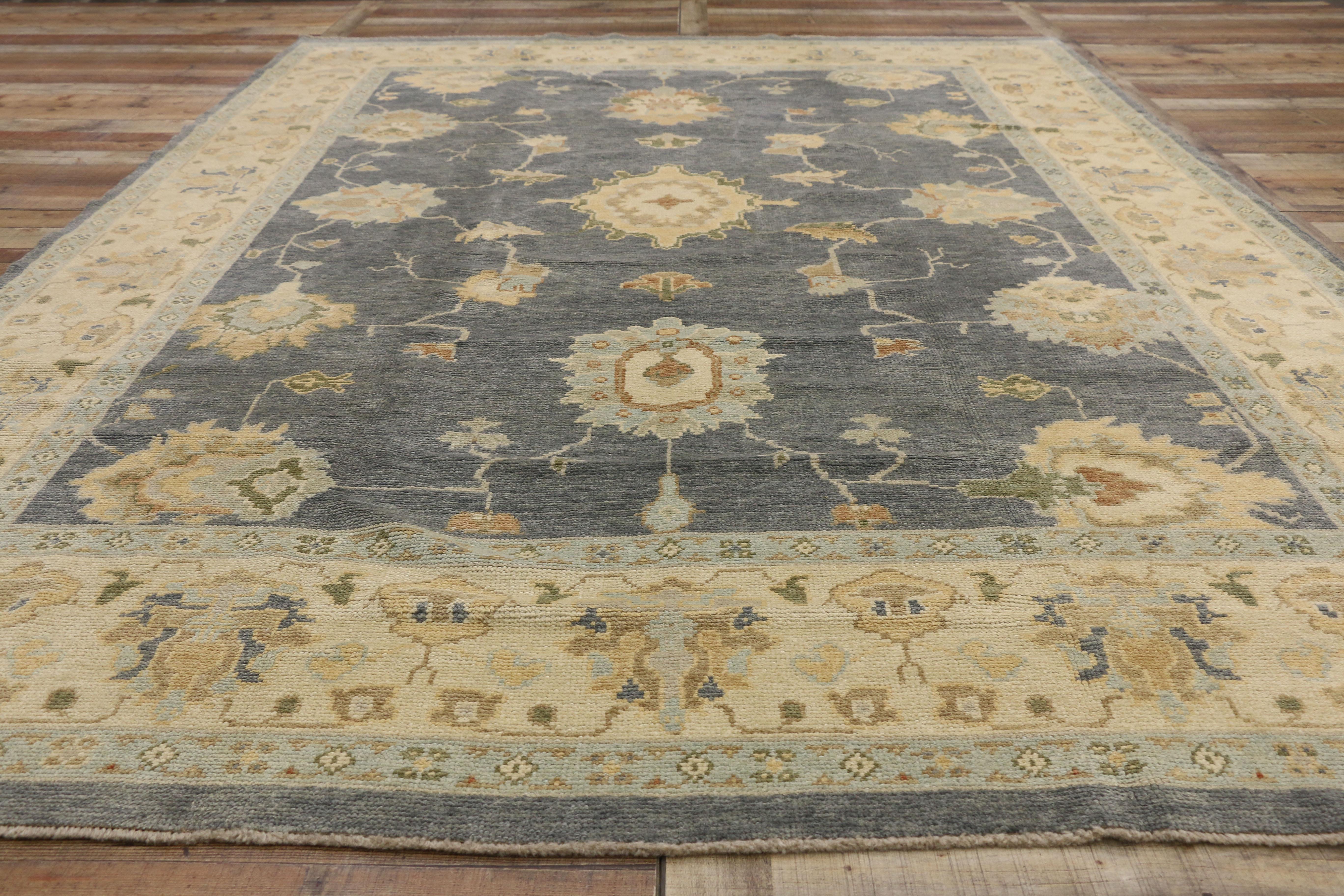 New Contemporary Turkish Oushak Area Rug with Transitional Style 2