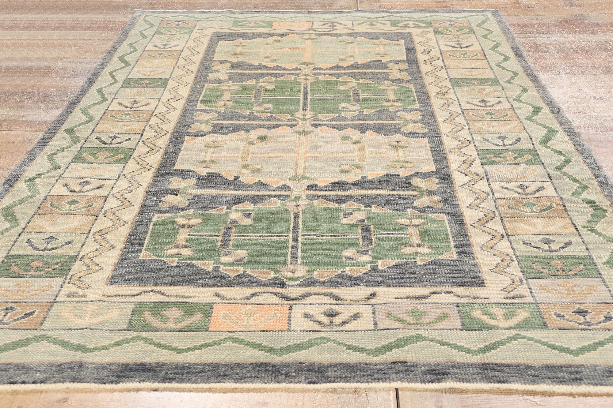 New Contemporary Turkish Oushak Carpet with Modern Style In New Condition For Sale In Dallas, TX