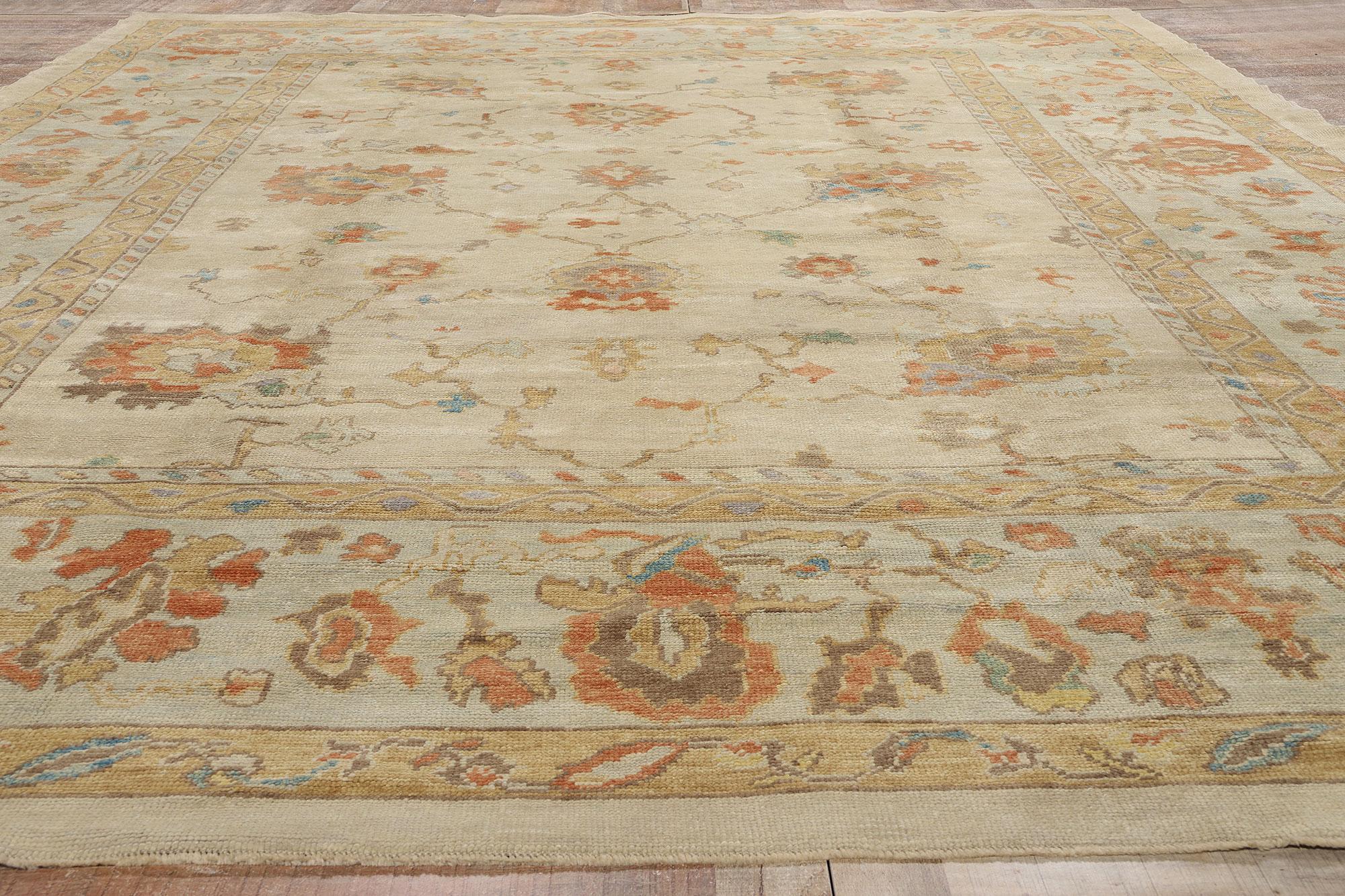 New Contemporary Turkish Oushak Carpet  with Transitional Style In New Condition For Sale In Dallas, TX