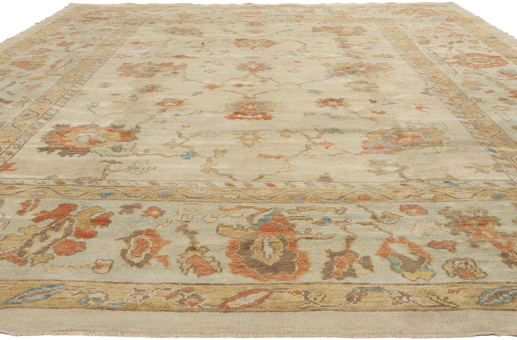 Wool New Contemporary Turkish Oushak Carpet  with Transitional Style For Sale