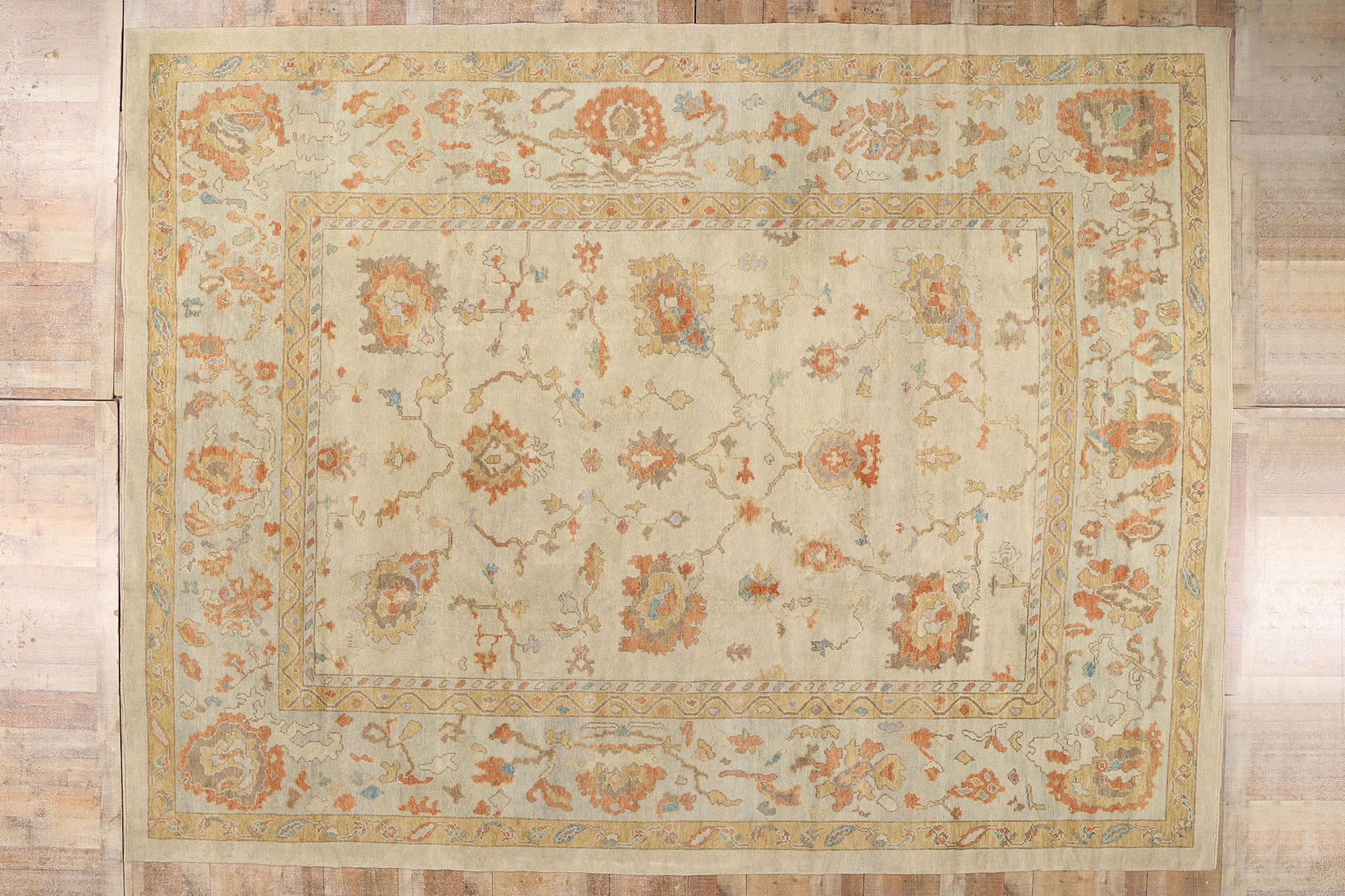New Contemporary Turkish Oushak Carpet  with Transitional Style For Sale 4