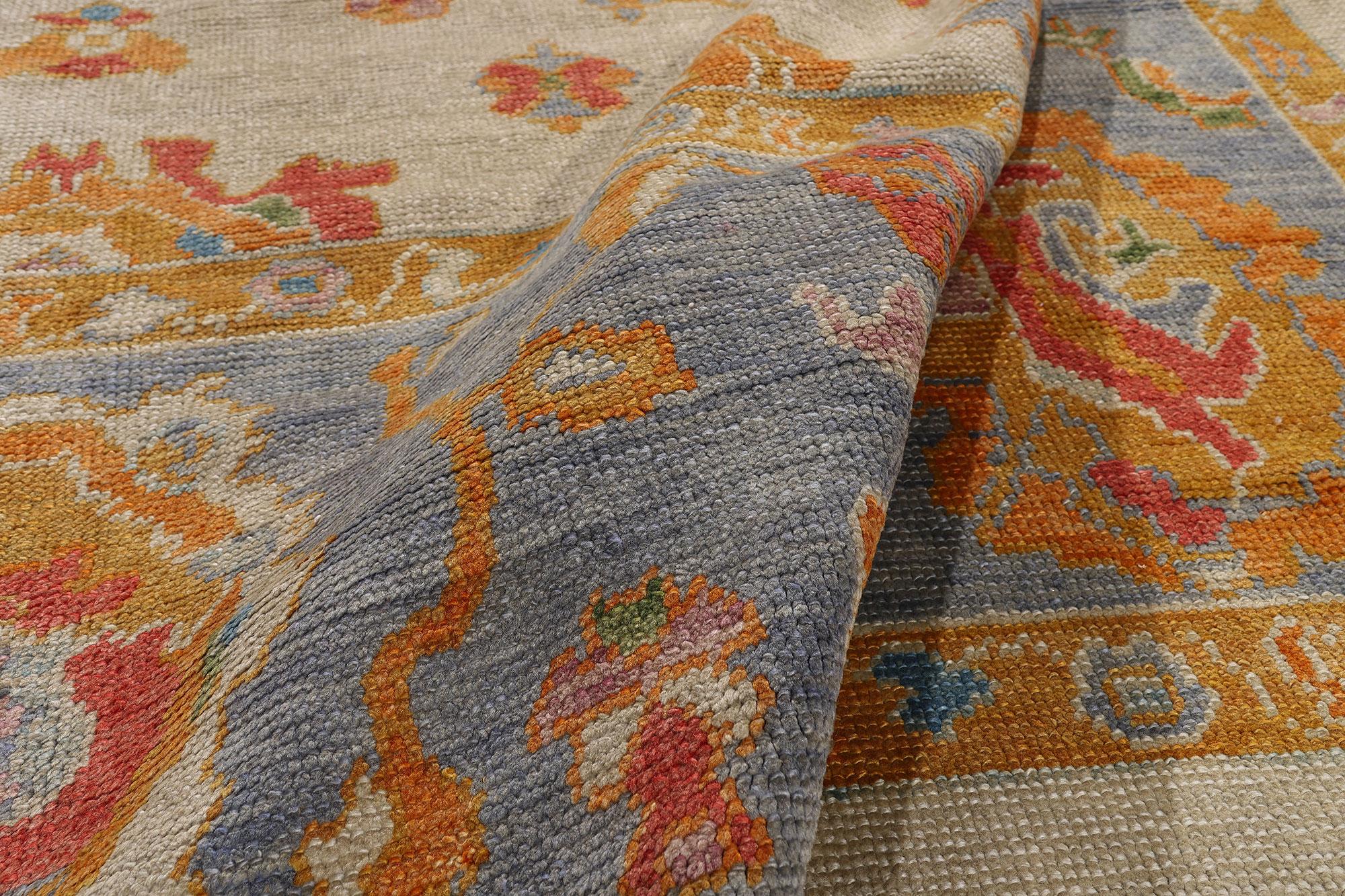 Zeitgenössischer türkischer Oushak-Teppich in Pastellfarben mit Stammes-Boho-Chic-Stil im Zustand „Neu“ im Angebot in Dallas, TX