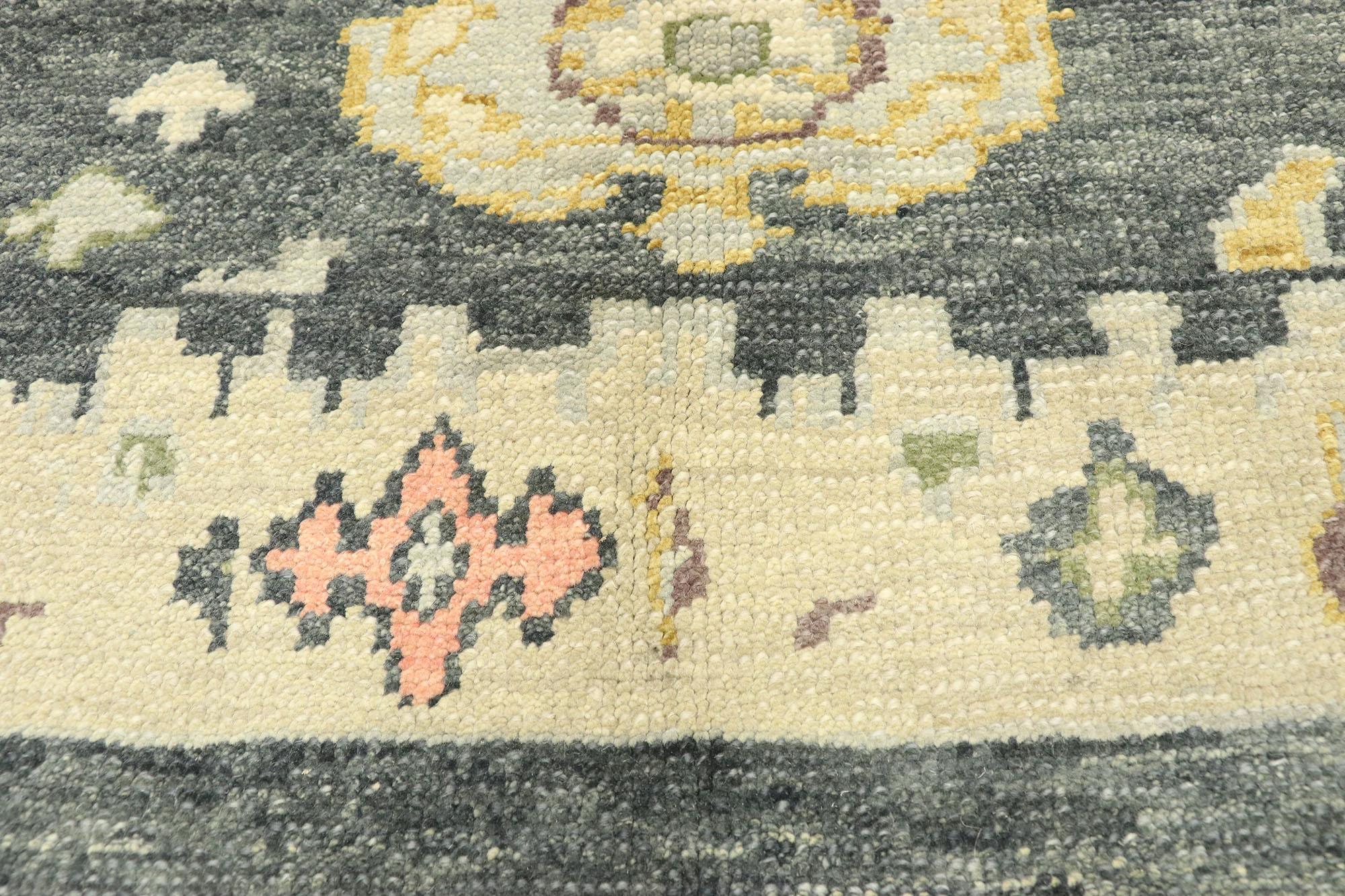 New Contemporary Turkish Oushak Gallery Rug with Modern Style In New Condition For Sale In Dallas, TX