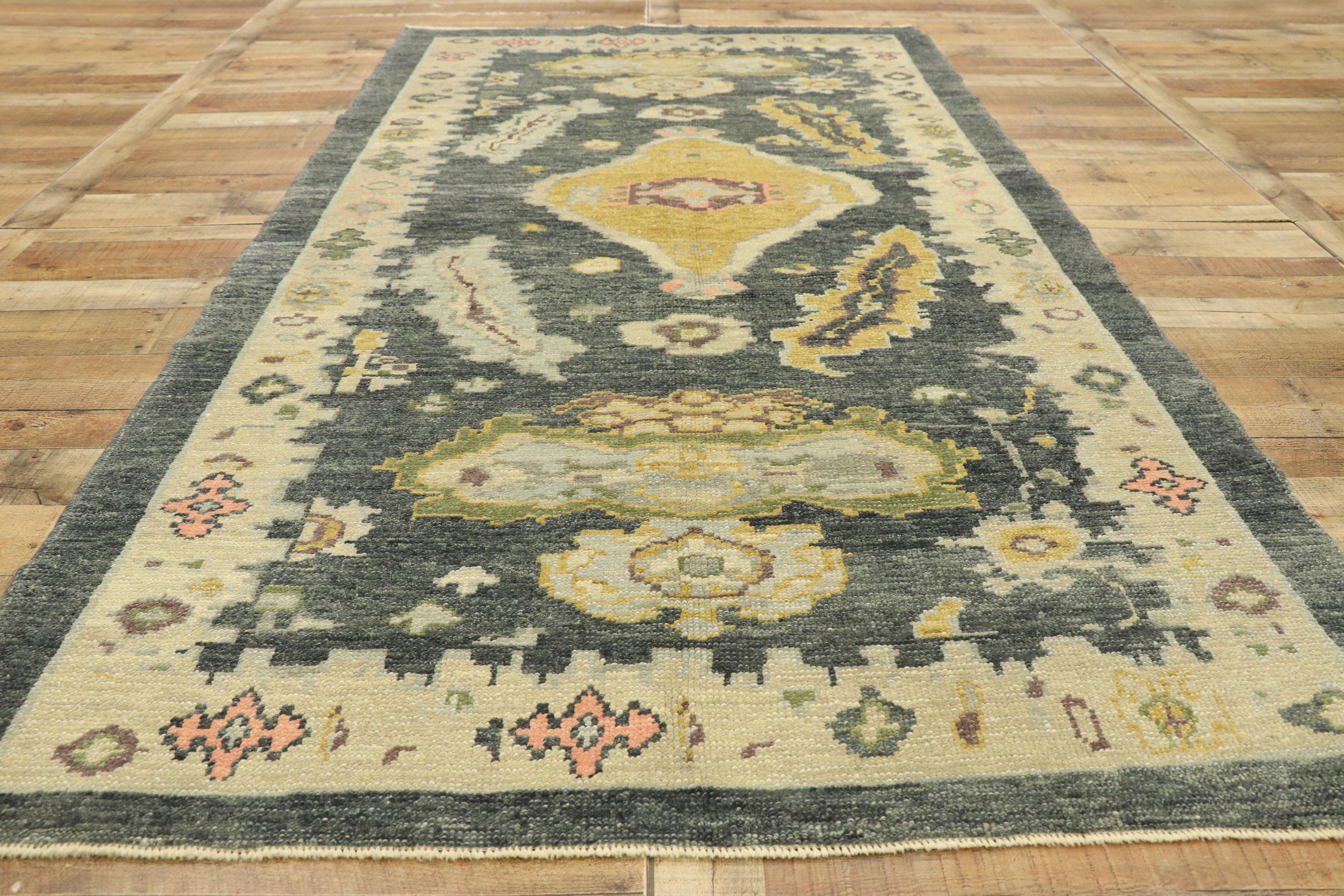 New Contemporary Turkish Oushak Gallery Rug with Modern Style For Sale 2