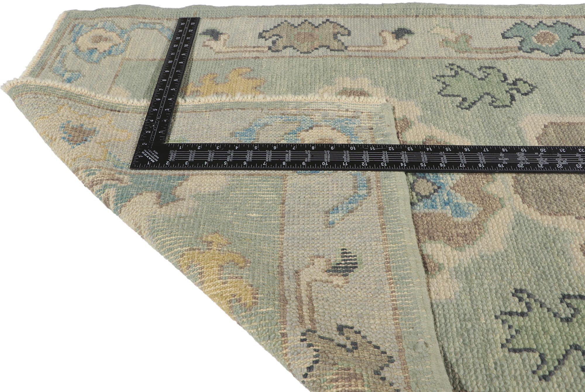 Wool New Contemporary Turkish Oushak Hallway Runner with Modern Style